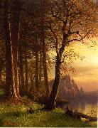 Albert Bierstadt Sunset in Californa Yosemite oil painting artist